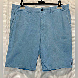 2/30$ Men’s O’Neill light‎ blue flat front shorts with pockets 100% cotton Sz 38
